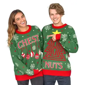 Xmas Jumper Couple Sweater Festival Clothing Crew Neck Long Sleeve Pullover Knitwear Couples Snowflakes Xmas Jumper Unisex Men Women Christmas Sweater