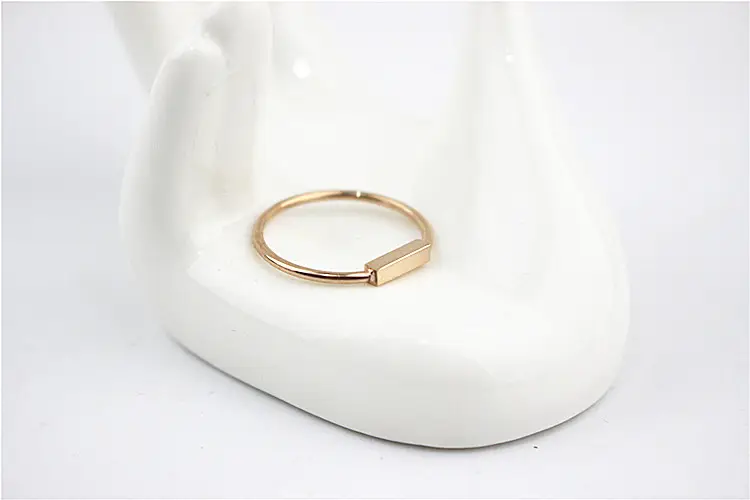 Women Jewelry Dainty Engraved custom Stainless Steel Personalized Gold Bar Ring
