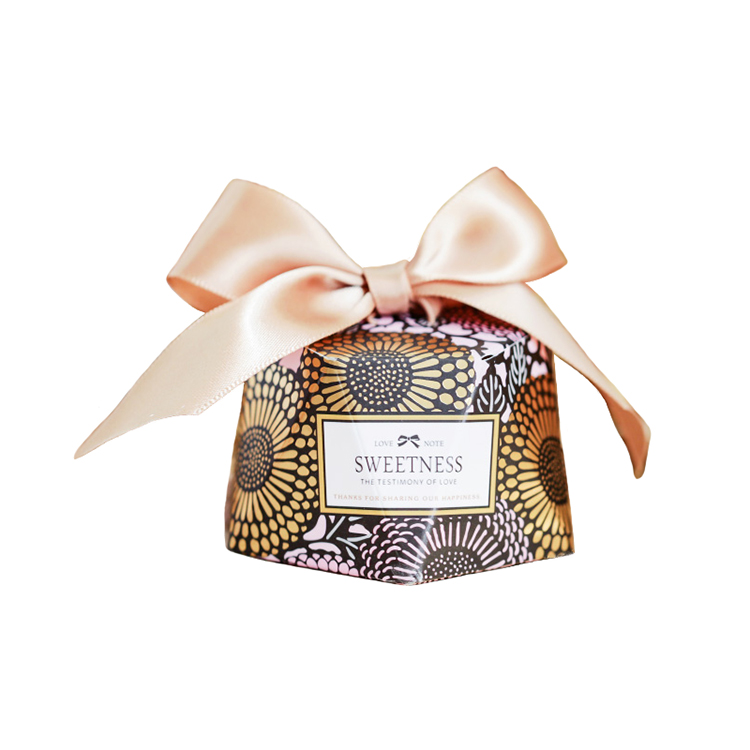 Custom Irregular Red Wedding Valentine Chocolate Candy Gift Box with ribbon