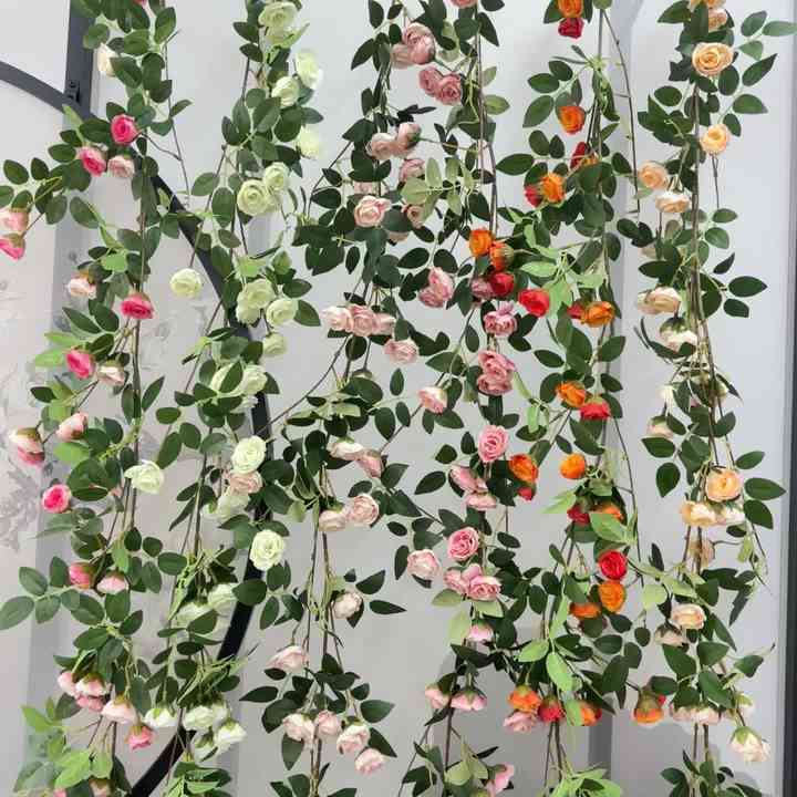 Ghirlanda di rose artificiali, 3 pezzi, 27 teste in velluto di seta, rose rampicanti finte da appendere, per matrimoni, feste, casa, parete, giardino