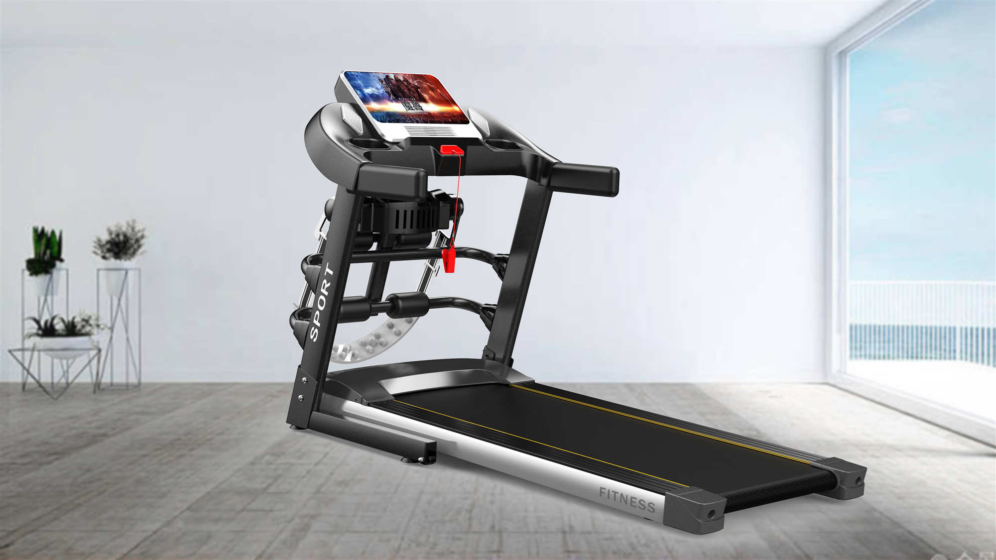 2hp电机跑步机磁地平线跑步步行机电动办公室身体强健健身跑步机