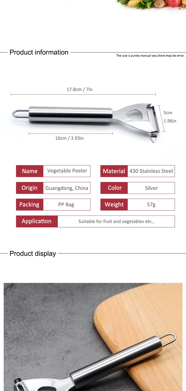 Stainless Steel Vegetable Fruit Peeler Cutter Slicer Peeler with Non-Slip Stainless Steel Handle kitchen accessories