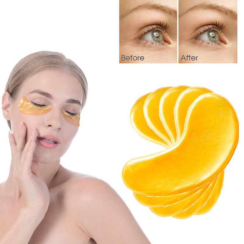 Лучшая цена! 60 шт в комплекте с покрытыем цвета чистого 24 каратного золота коллагеновой повязки на глаз высокого качества с кристаллами коллагена, гелевая маска для глаз