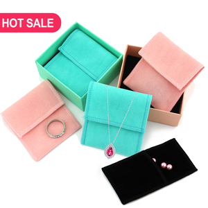 Cheap Candy Color Flap Fabric Suede velvet Jewelry Pouch BagSuede Jewelry Pouch Packaging Bag For Jewelry