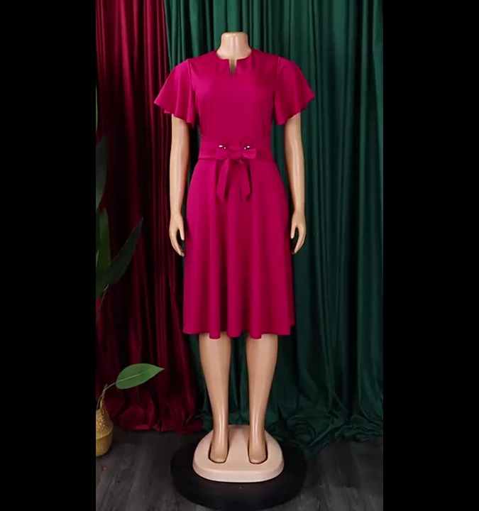 D574 Trendy Summer Dresses Women Casual Elegant Solid Color V-neck Short Sleeve Lace up Ladies Office Dress for Women D574 Trendy Summer Dresses Women Casual Elegant Solid Color V-neck Short Sleeve Lace up Ladies Office Dress for Women
