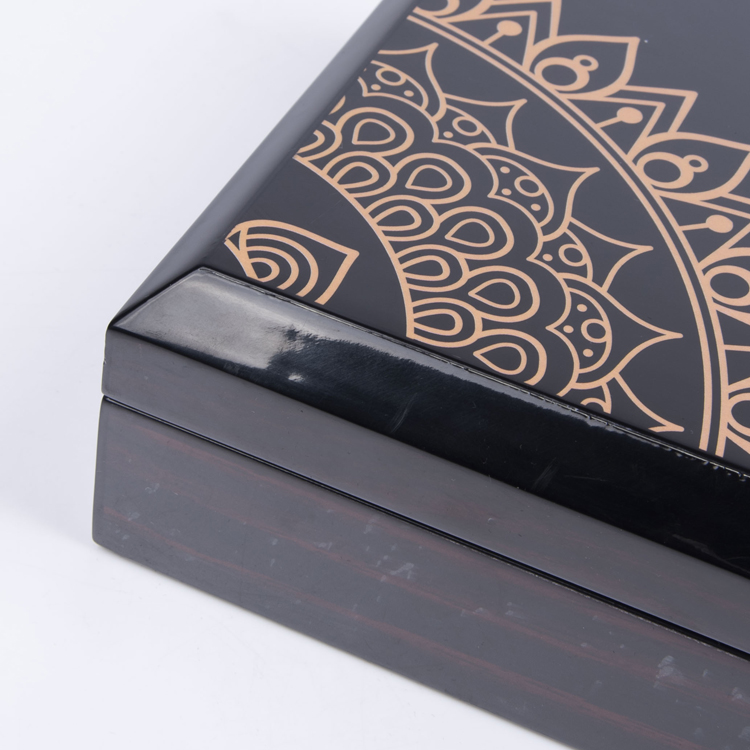 KSA Jeddah season MC packaging Custom Logo Luxury Printed Recyclable Rectangular Wooden Display Box for Chocolate