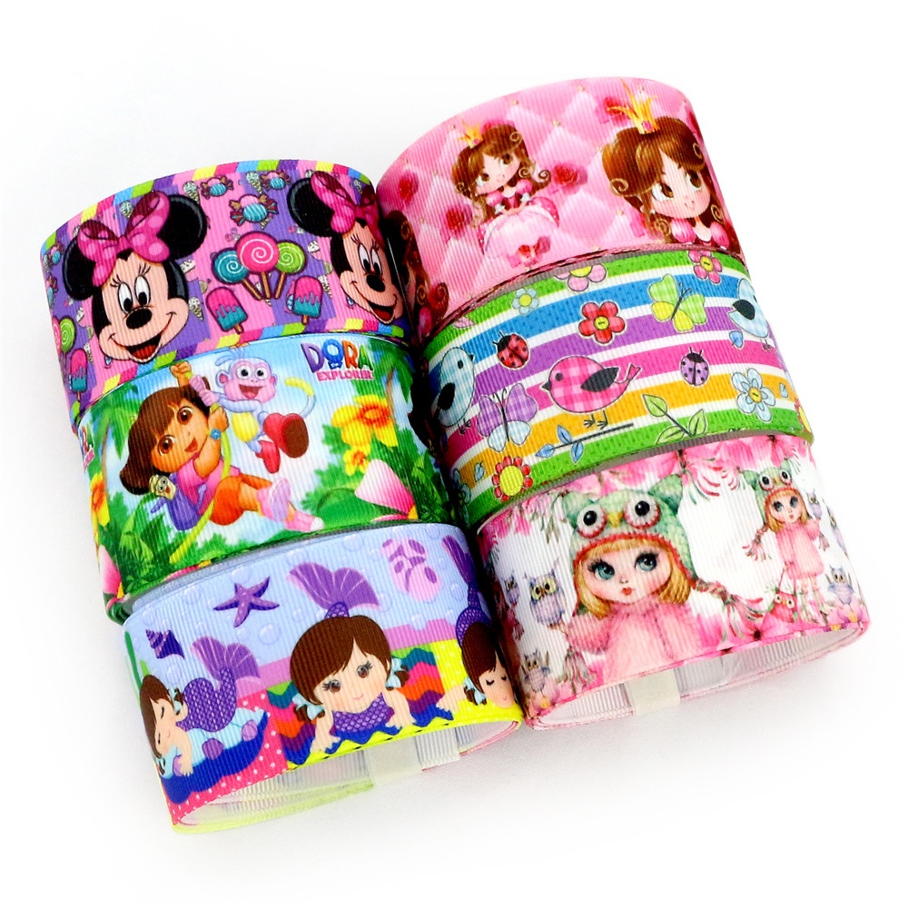 75 мм Новое прибытие Пользовательский логотип мультфильм теплопередача Grosgrain ленты