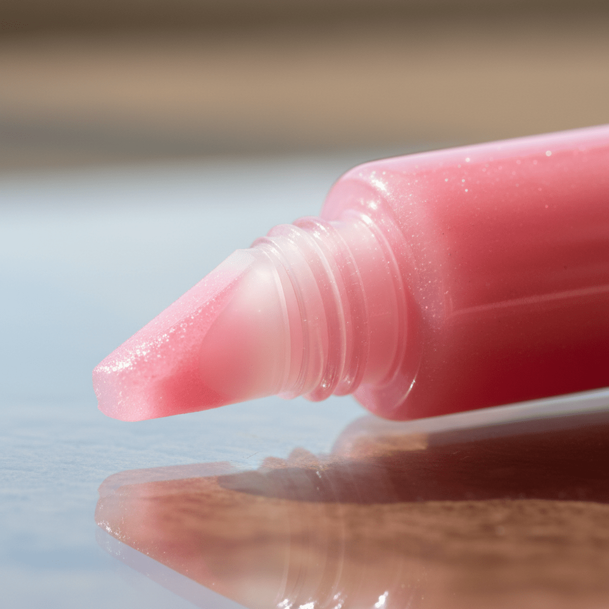 Translucent pink jelly lip balm in a nostalgic squeeze tube with a glossy applicator.
