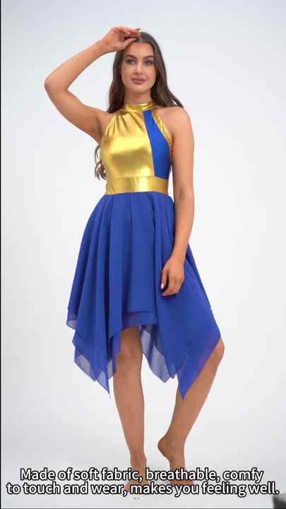 princess polly baby blue dress Color-block Asymmetrical Hem Sleeveless Chiffon Dress main image 1