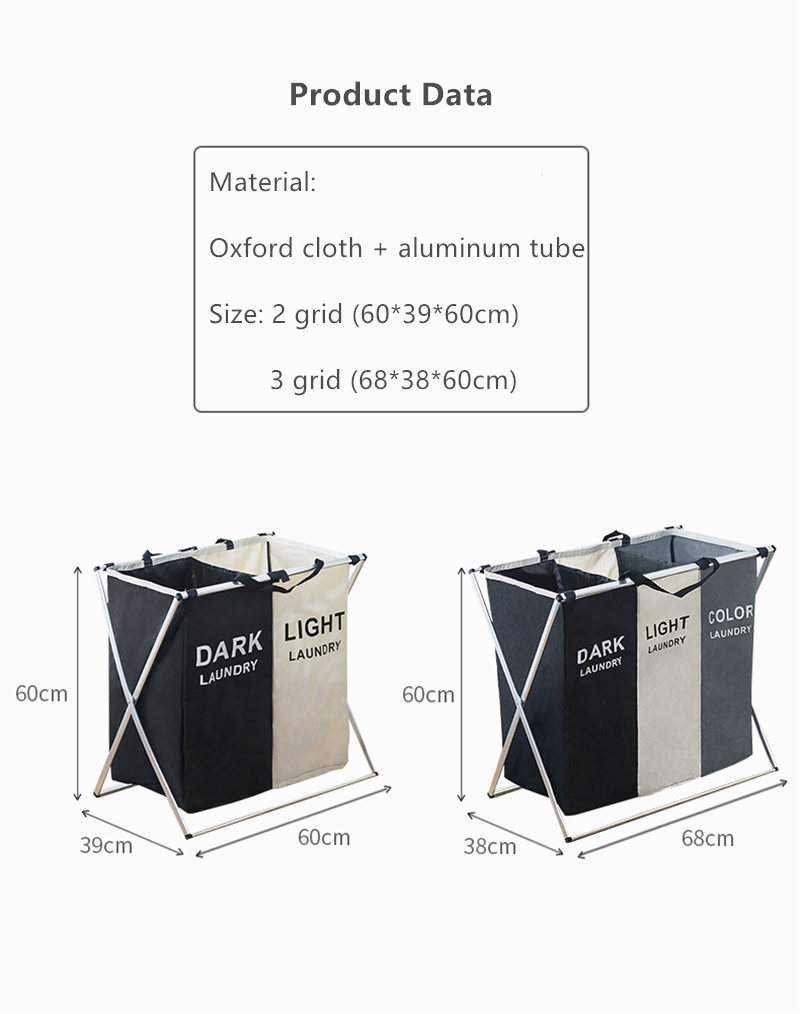1PC Retail Foldable Dirty Laundry Basket Organizer X-shape Printed Collapsible 3 Grid Home Laundry Hamper Sorter Laundry Hamper
