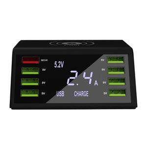 83 Вт 8 USB портов многопортовое быстрое зарядное устройство, многофункциональное зарядное устройство с ЖК-дисплеем для iPhone Samsung
