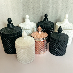 بسعر الجملة جيد ارتفع الذهب الأسود العنبر الفاخرة الجرار الزجاج الفارغة للشموع مع غطاء