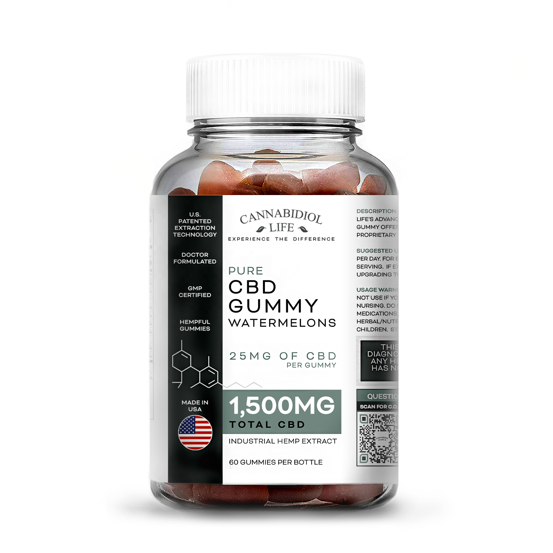 КБР Арбузные жевательные резинки | 1500 мг без THC