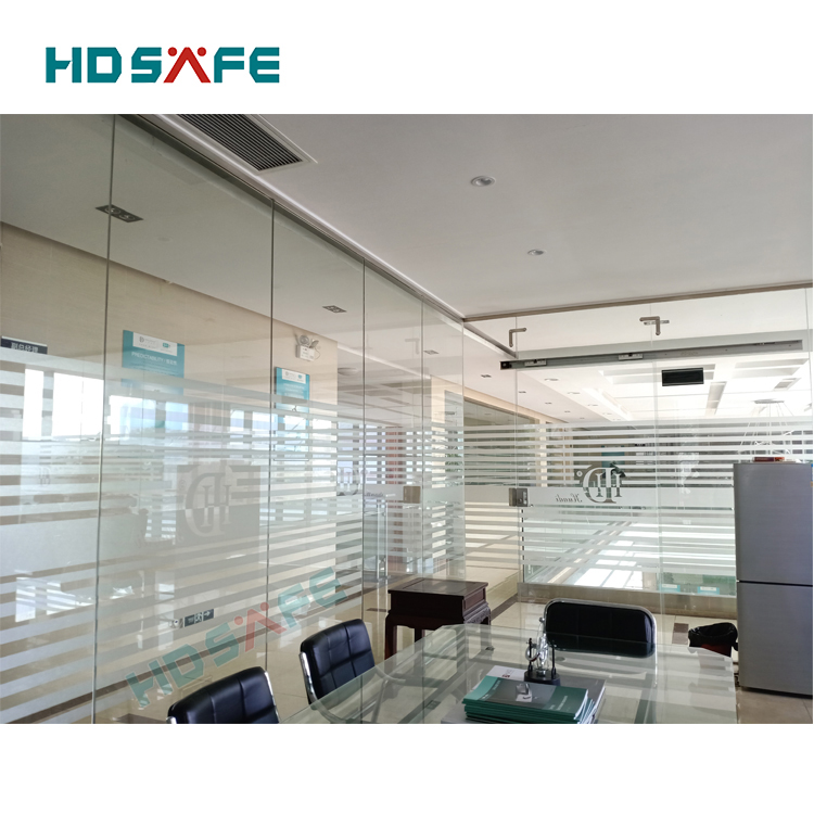indoor office tempered glass partition wall sliding glass door system