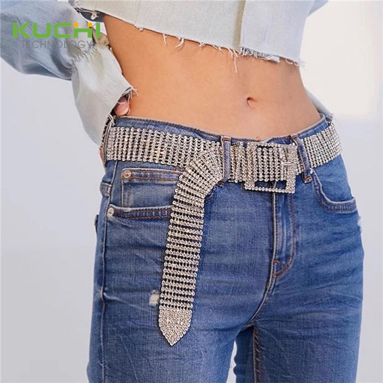 Лидер продаж, Блестящий Пояс KUCHI со стразами, женский пояс, пояс с металлической вставкой со стразами