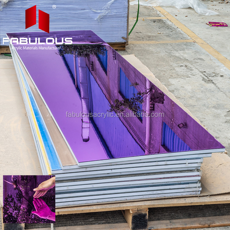 Лист из плексигласа 4 х8, зеркальные листы фиолетового цвета, односторонняя акриловая зеркальная фиолетовая режущая плоская панель 0,8 мм, экологически чистая