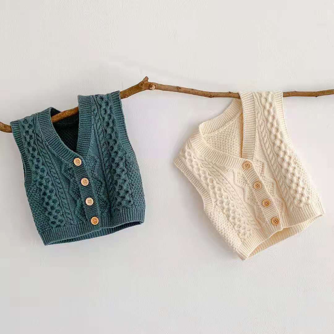 2021 new baby 0-2 years old knitted sweater vest jacket
