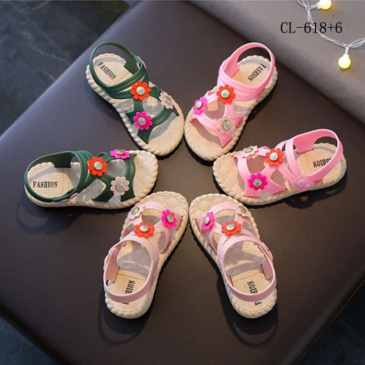 Летние сандалии принцессы из ПВХ с цветочной горкой для детей и девочек из Китая