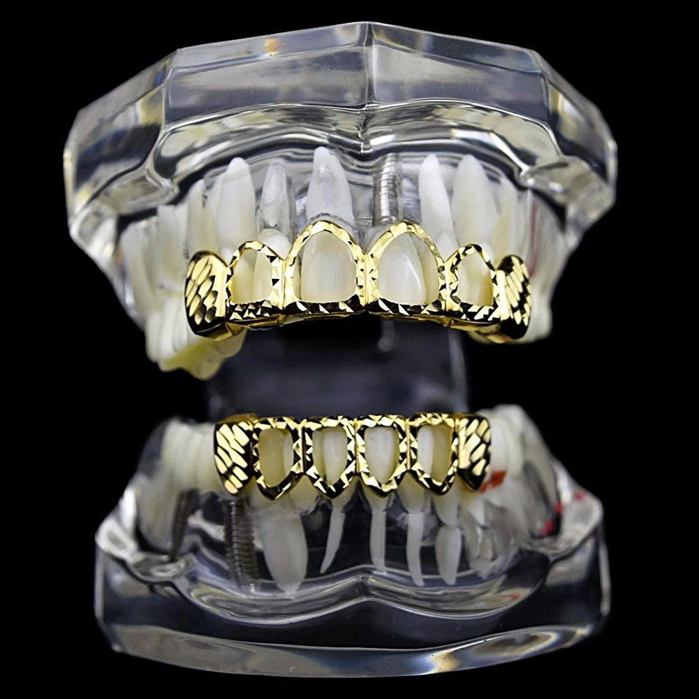 Asien Einzelne Z/ähne Grillz Goldene Falsche Z/ähne Cosplay Partei Zahn-Plating K/örperschmuck F/ür Hip Hop Rapper
