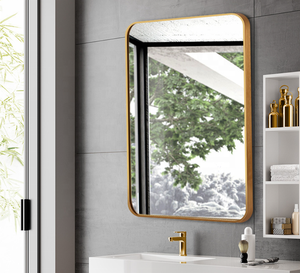 large cheap gold hotel rectangle round corner designer wall mirror frames
