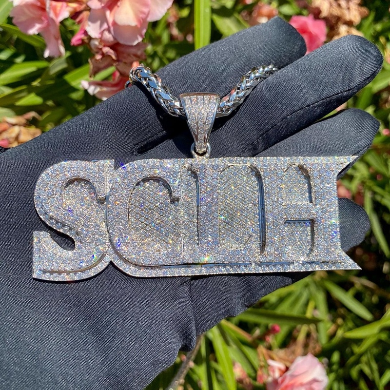 AAA SCLH VVS Moissanite Pendant Silver 925 Plated 10K White Yellow Rose Gold Pass Diamond Pen Test Charm Pendant for Man