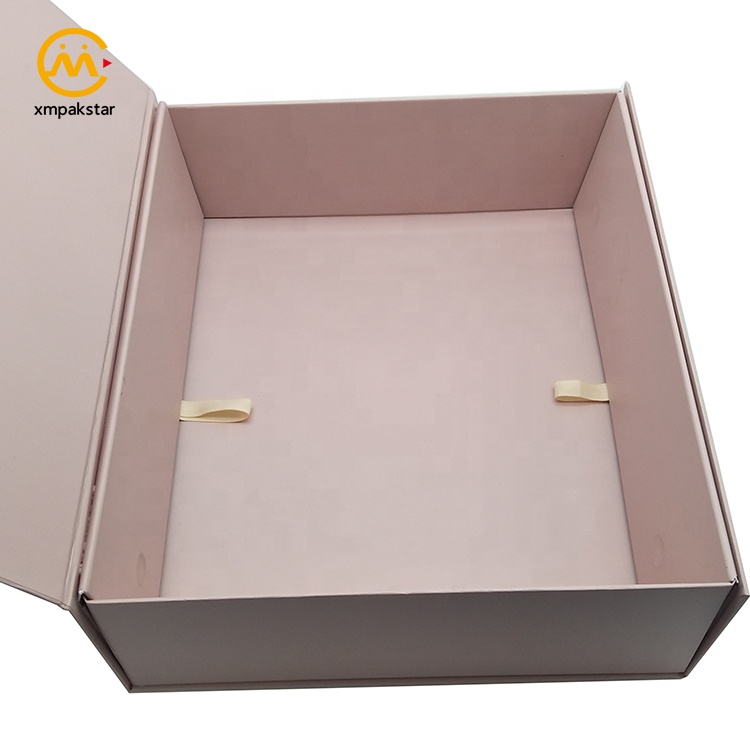 Luxury customized pink paper cardboard magnetic folding foldable magnet gift packaging box