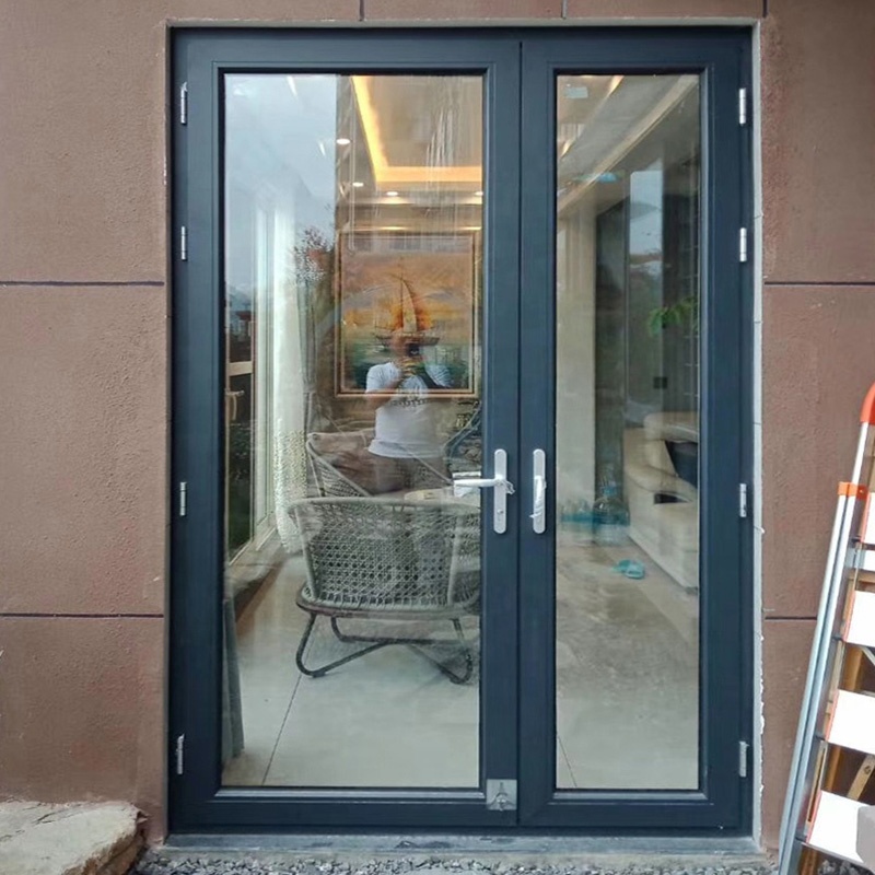 Best prices door designs 12mm tempered glass exterior aluminum doors for restaurant entrance
