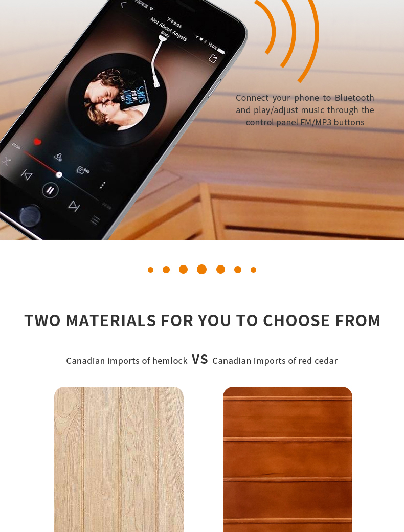 2 person far infrared dry carbon panel hemlock sauna room