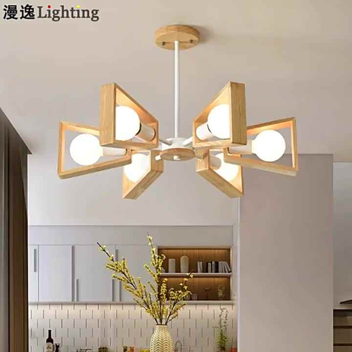 Nordic/Japan Style Wood LED Chandelier - Modern Hanging Light