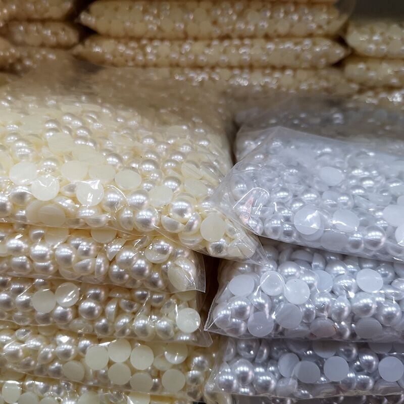 All Size Colors Flat Back ABS Round Half Pearl beads
