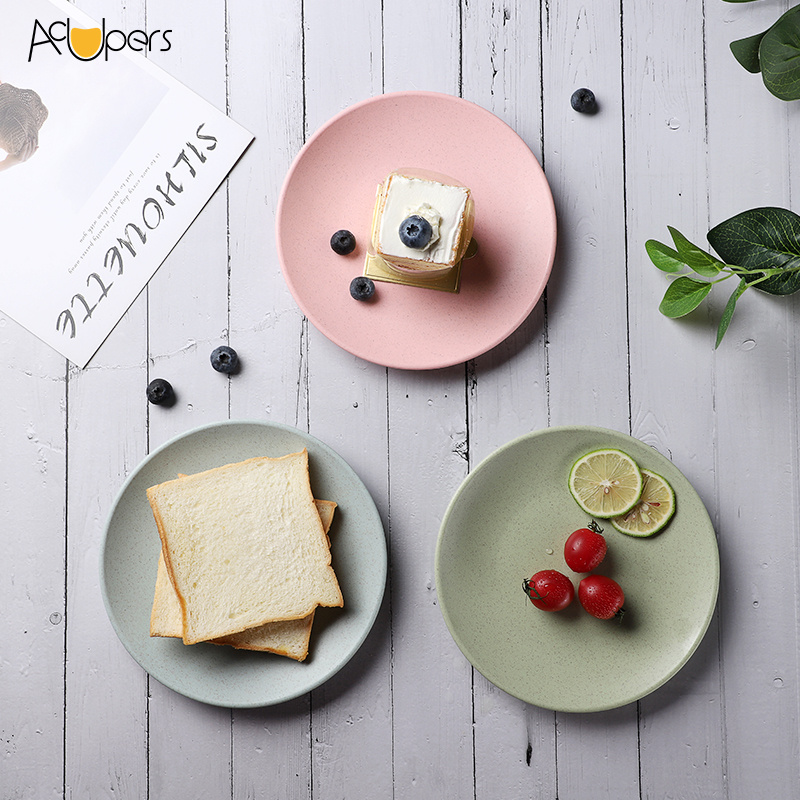 3352J оптовая продажа Экологически чистый роскошный биоразлагаемый Небьющийся пищевой столовый набор из пшеничной соломы