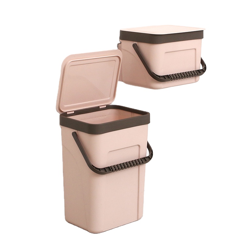 Пластиковая настенная мусорная корзина, ведро для хранения с крышкой и подвижной ручкой в ванной и туалете, прямоугольная Повседневная Поддержка