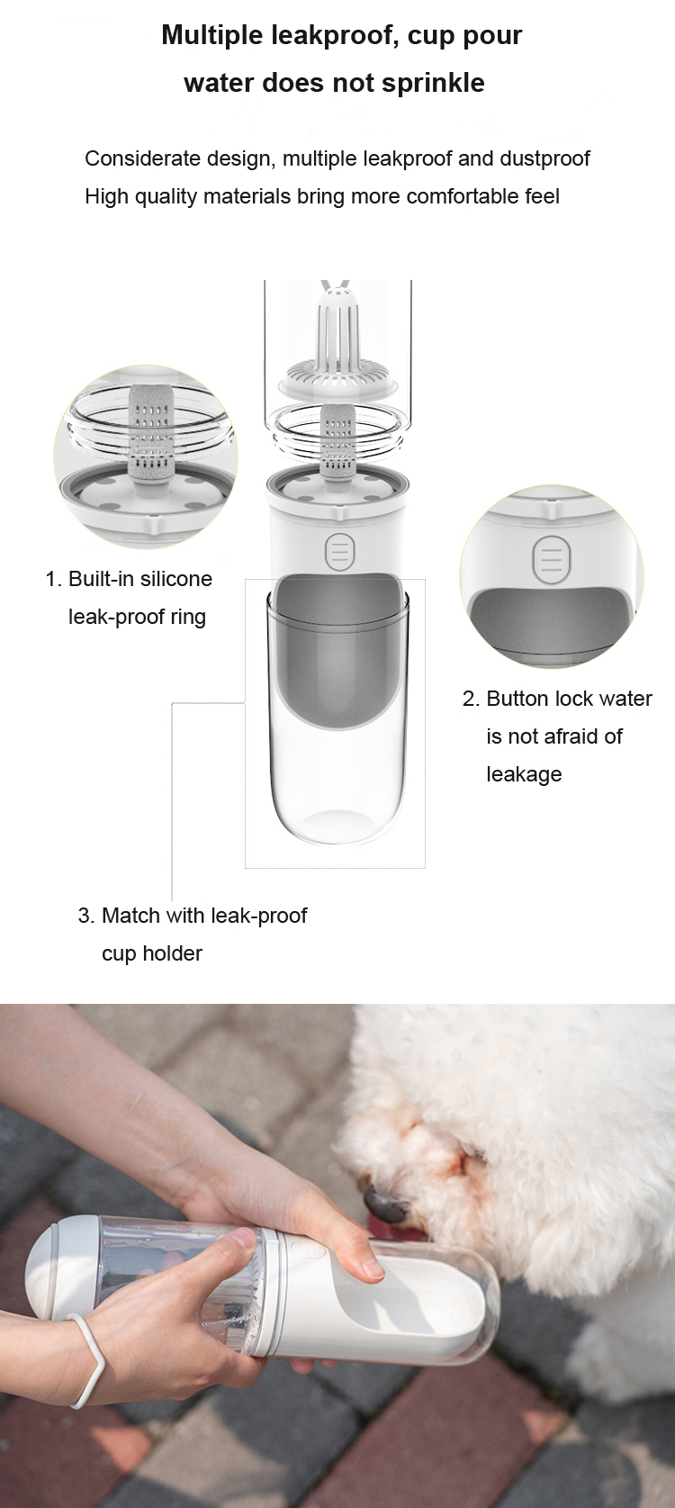 Wholesale Durable Fashion 2 In 1 Pet Dog Water Bottle Portable Pet Outdoor Water Bottle For Large Small Dog