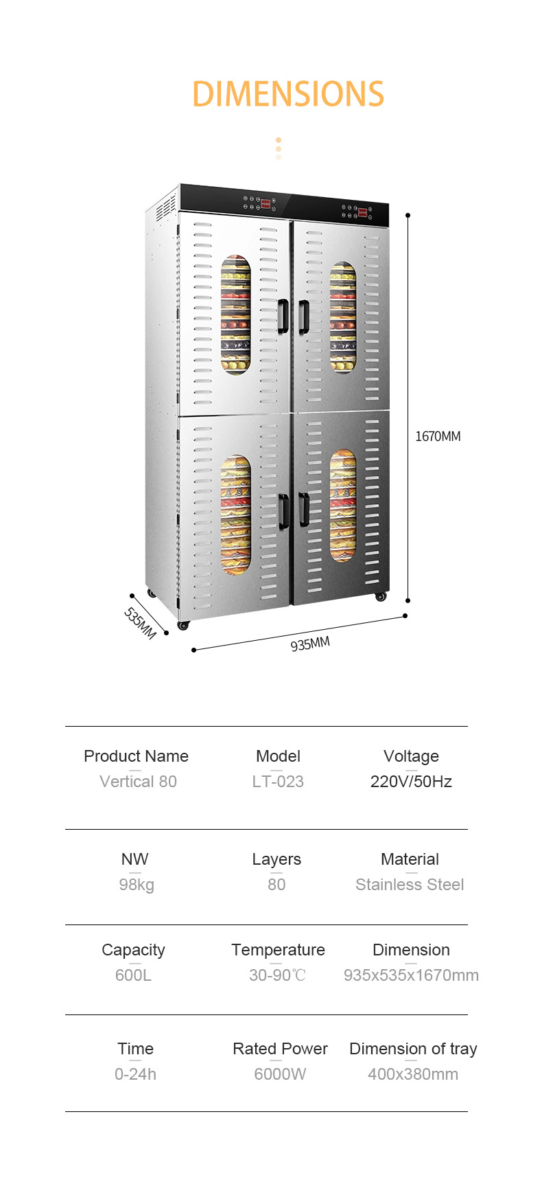 New Arrival 80 Trays Layers Fruit Drying Machine Industrial Fruits Vegetables Food Dehydrator Machine