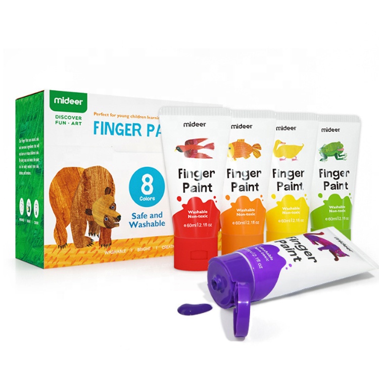 Оптовая продажа безопасности 8 видов цветов нетоксичные моющиеся Пальчиковые краски для детей
