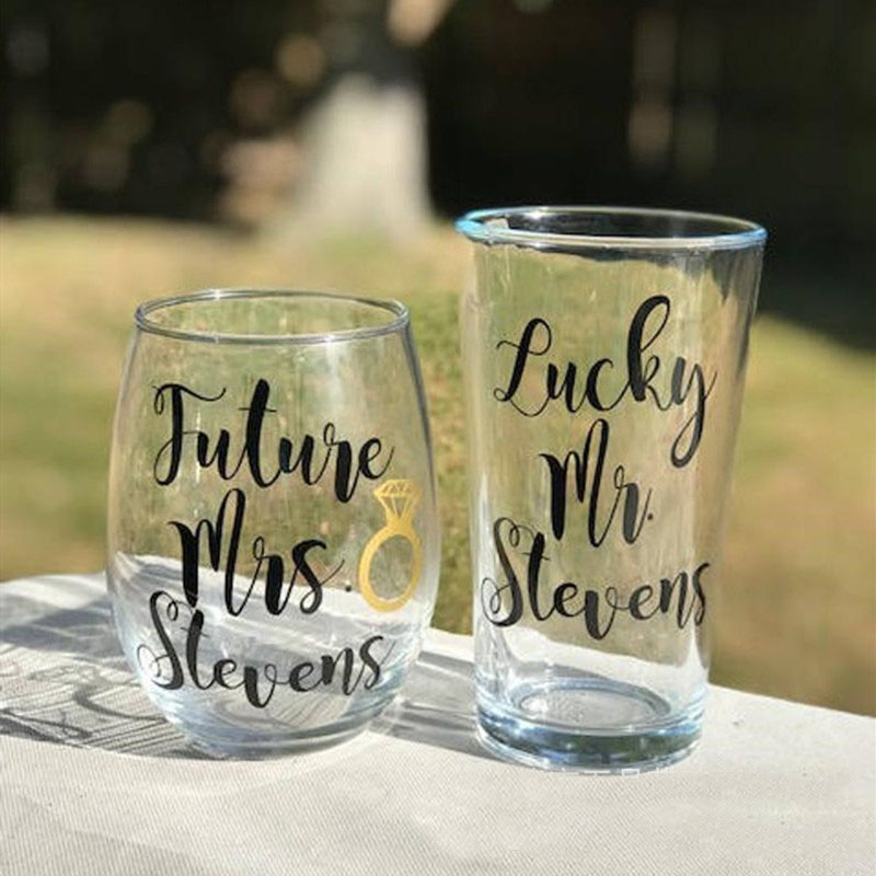 Wholesale Custom Beer Pint Glass Custom Logo Couples Stemless Glass Wine Glasses Pint Beer Glass