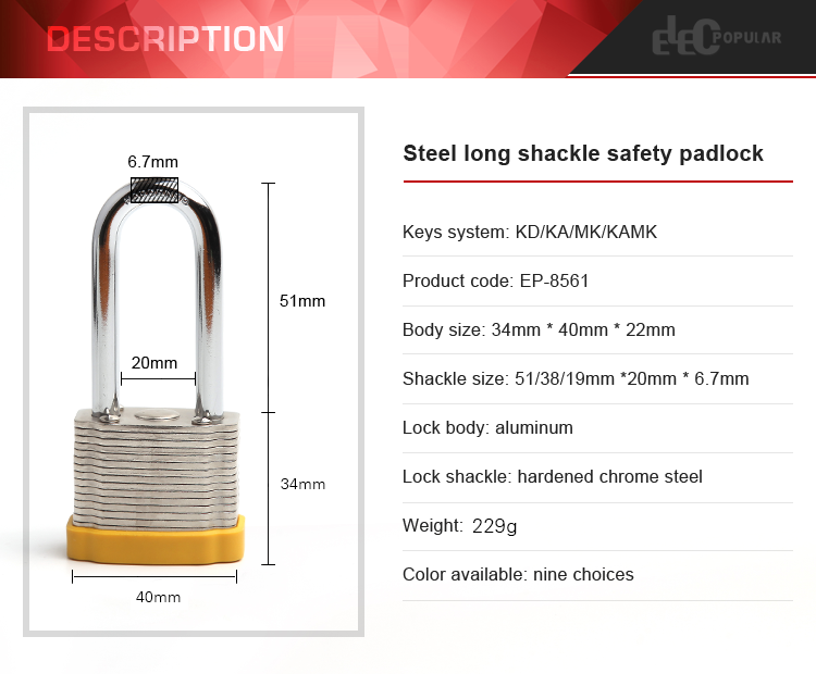 China Factory Cheap Short Shackle Laminated Pad Lock Safety Padlocks
