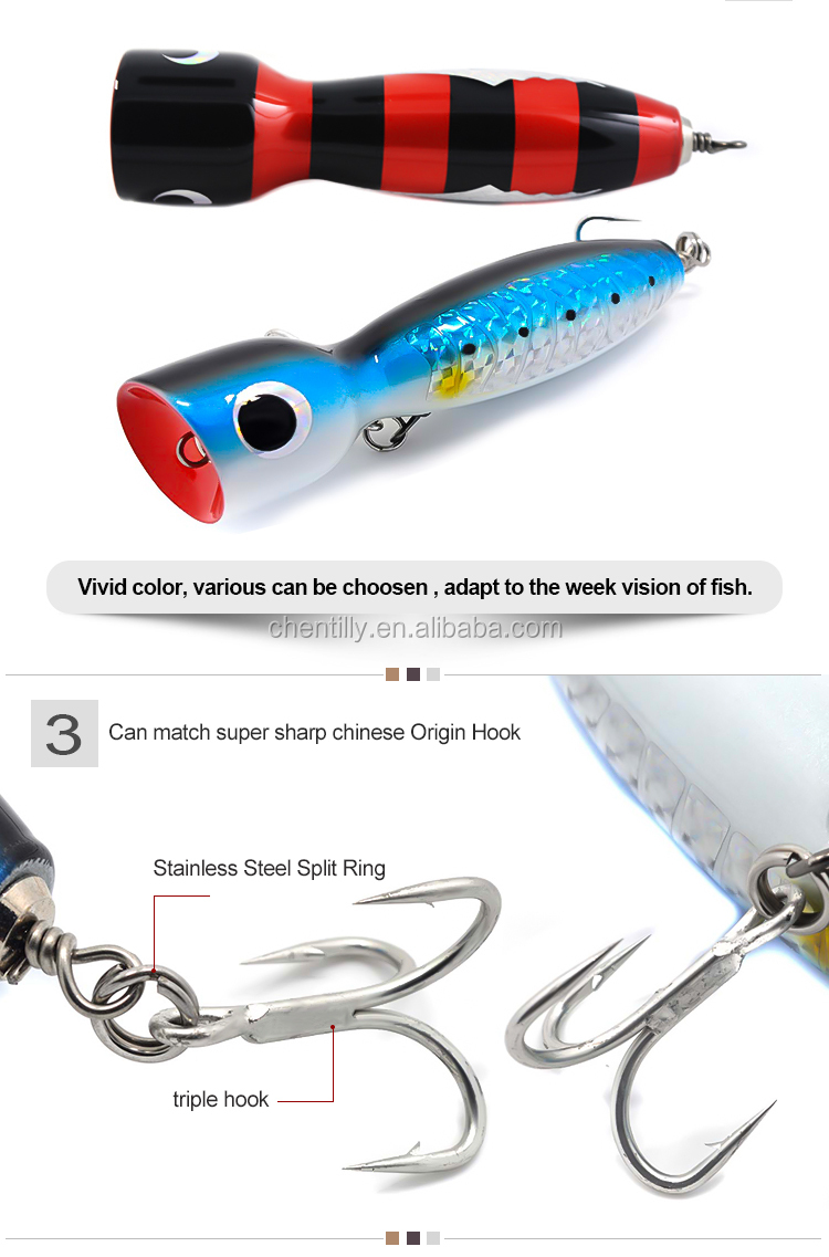 トップウォータープラグGTポッパー表面フローティングウッドルアー