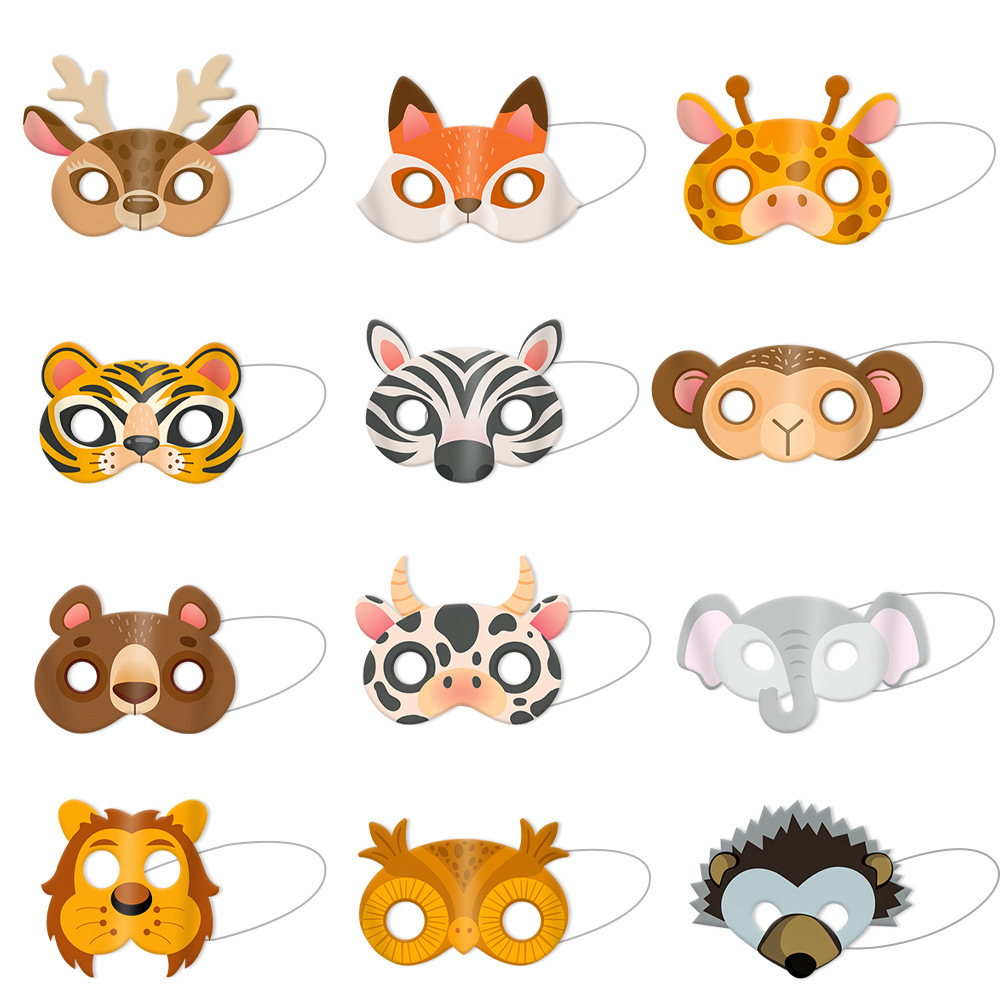 LURICO 12 Pièces Masques pour Enfants, Masque de Feutre, Masques pour Enfants Dress Up Masque Cosplay Pour Une Fete d'anniversaire ​Cadeaux, pour Halloween Noël Mascarade