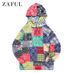ZAFUL Bandana Impressão Tribal Casual Bolso Canguru hoodies dos homens