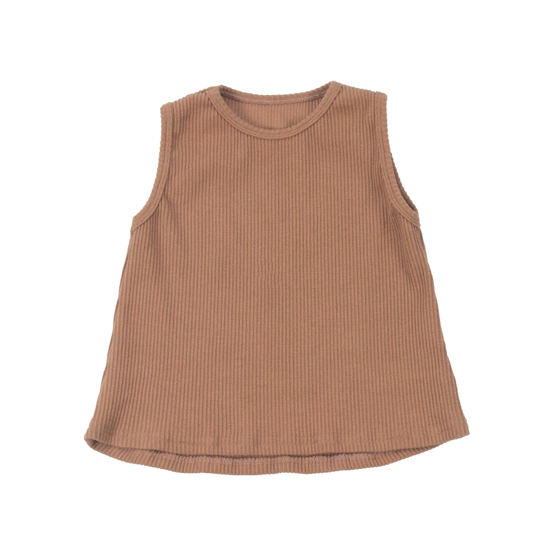 Модный дизайн, ребристая хлопковая удобная детская рубашка без рукавов с круглым вырезом