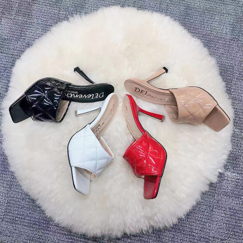 Последняя мода 2020; Пикантные женские шлепанцы на шпильках с квадратным носком; Пикантная женская обувь; Босоножки на высоком каблуке