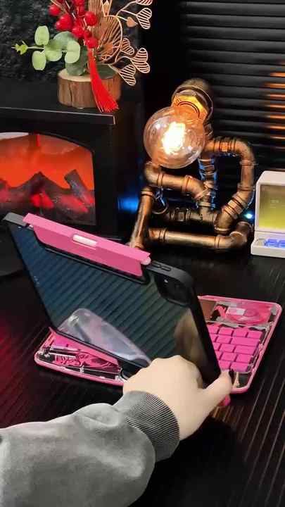 Ifacemall 360 Transparent Pink Magic Keyboard Case for Ipad Pro