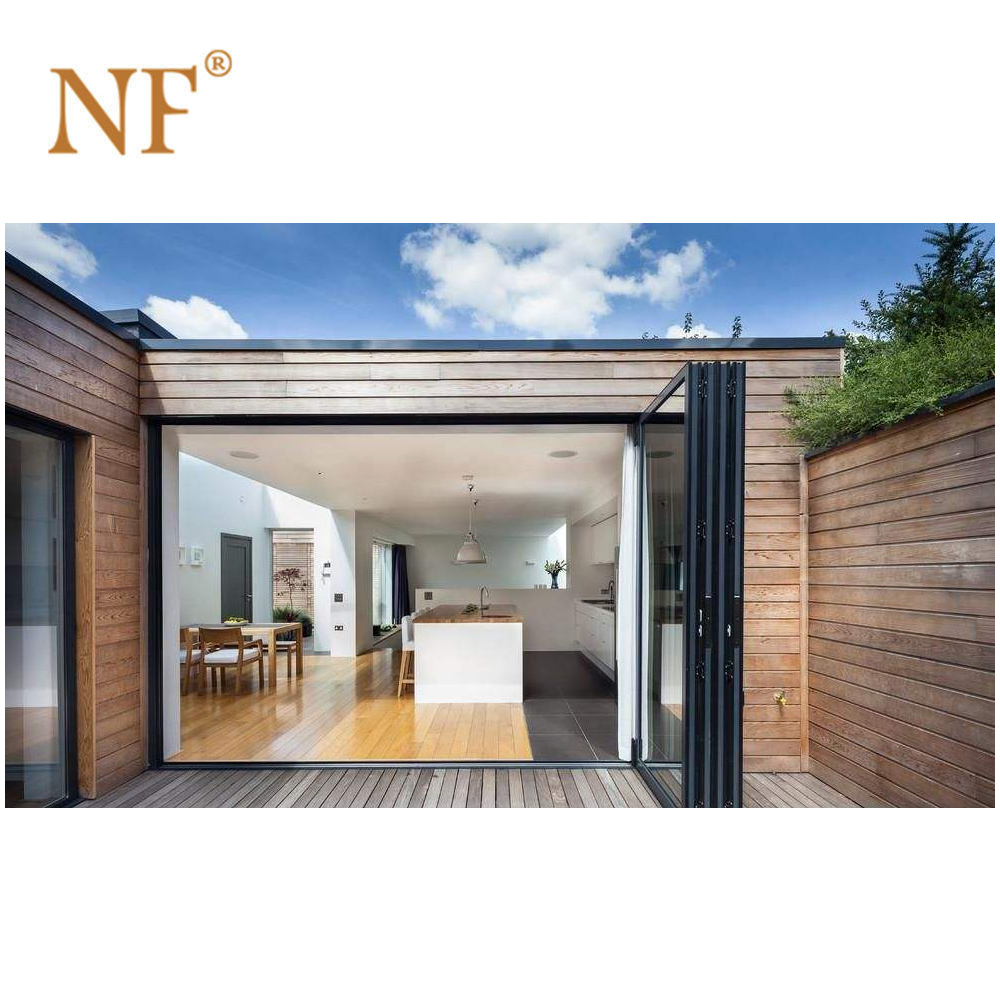 Sistema de porta deslizante dobrável porta bifold de vidro de alumínio