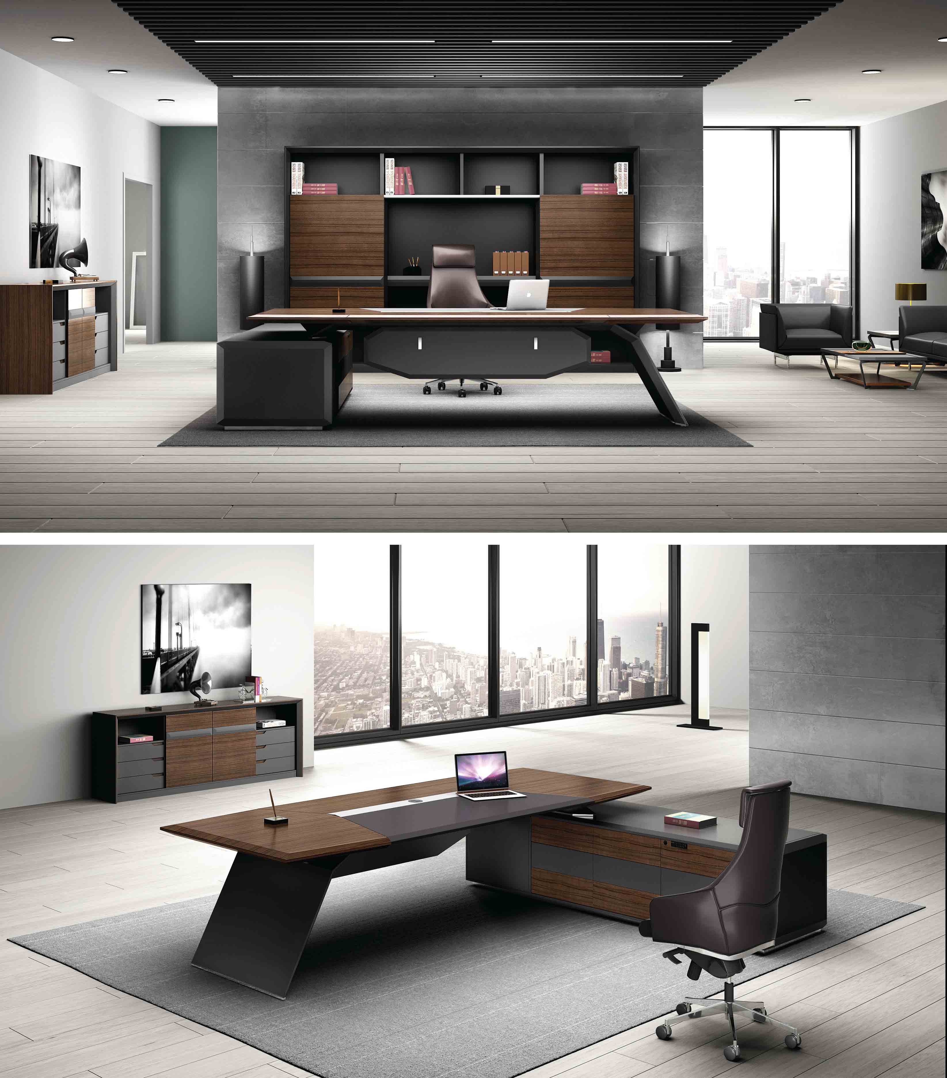 High End Modern General Manager Wood Veneer Luxurious Smart Executive Office Desk Furniture For New Building