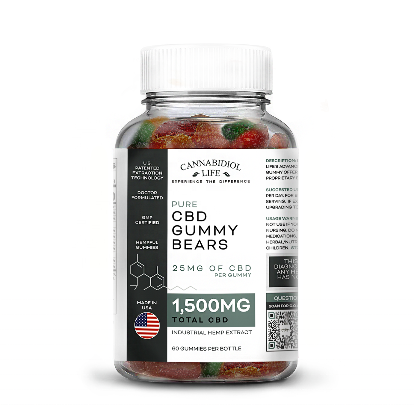 CBD GUMMY медведя | 1500 MG (THC), бесплатная доставка