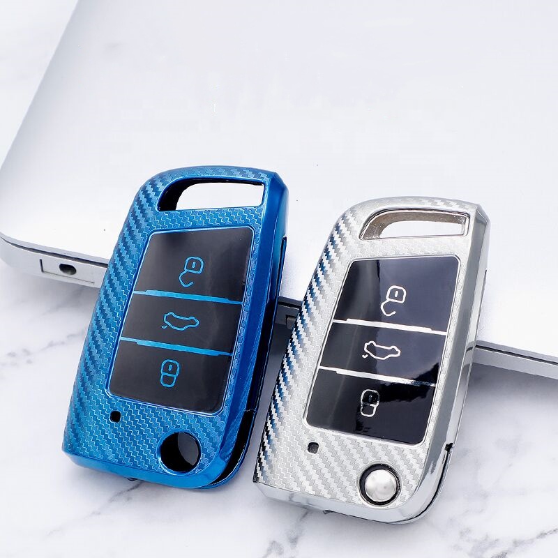 Углеродного волокна мягкий TPU чехол для ключей автомобиля для VW вакуумное покрытие для автомобильных ключей для VW