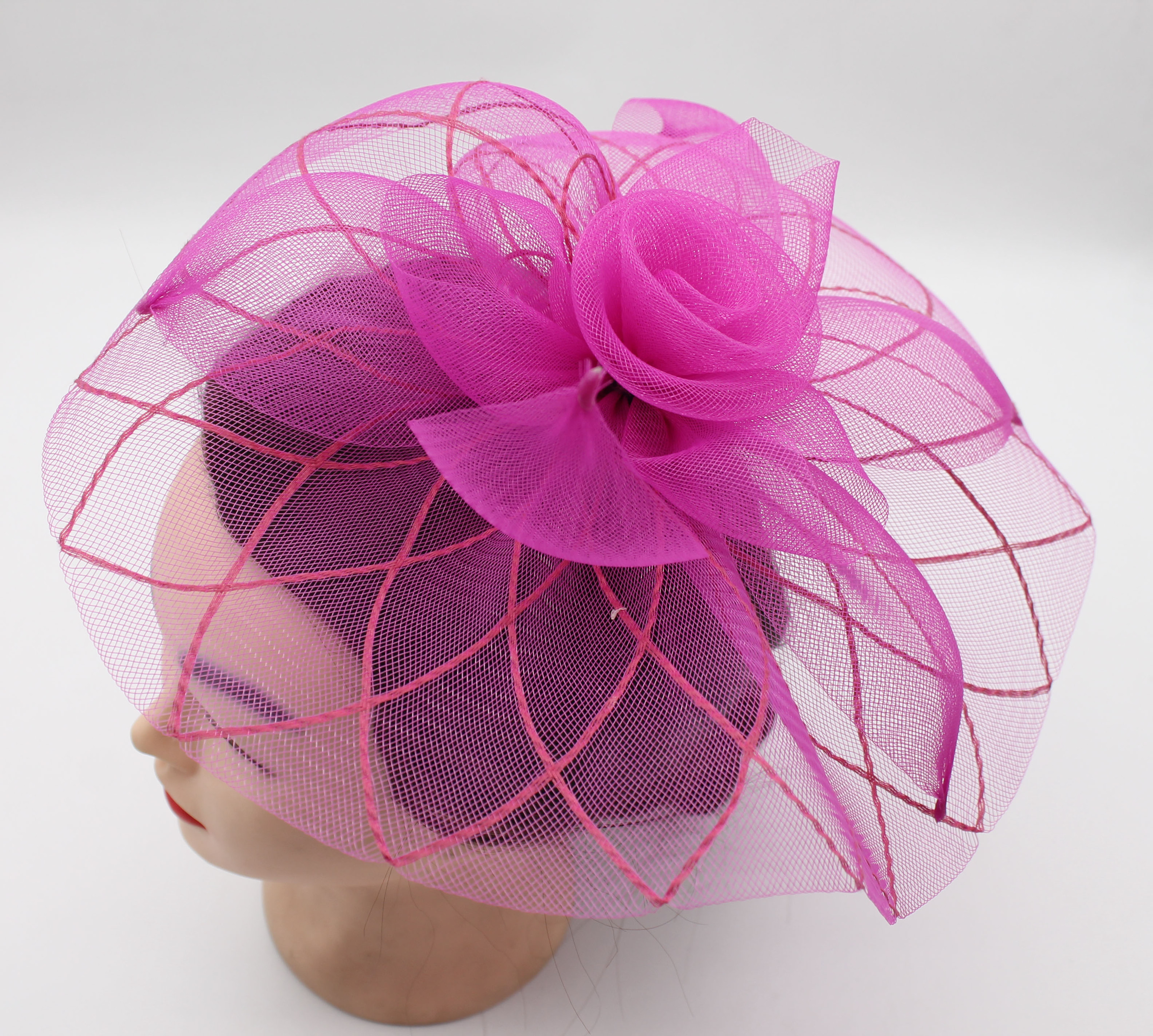 Fushia Bridal Wedding Church Feather Hats Ornament Cheap Fascinator Hats Clip