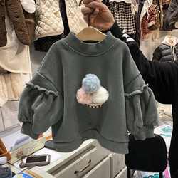 Little kids sweatshirts winter puff sleeve kids tops girls