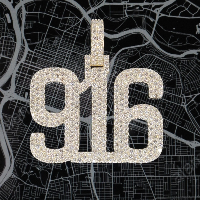 916 Number Letter Combination Pendant VVS D Color Moissanite Pendant Chain Silver 925 for hip hop man